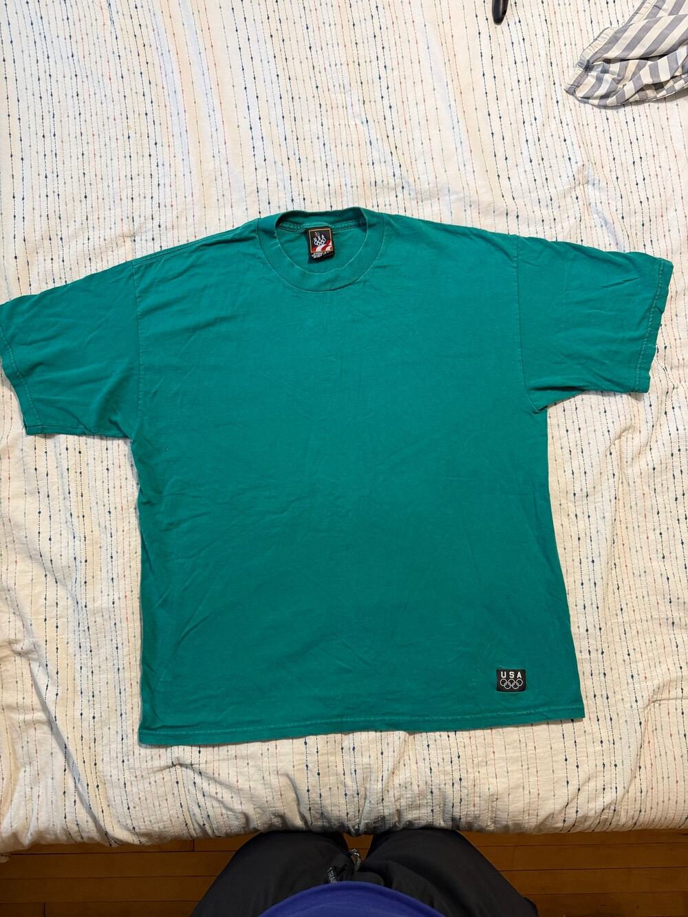 Vintage JC Penney USA Olympic Rings Green T Shirt Size XL Y2K Olympics